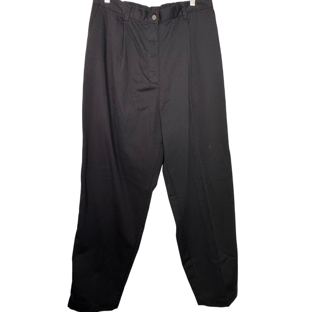 L.L. Bean Ladies 16 Black High Rise Chino Pants‎ Fleece Lined Trousers NWT